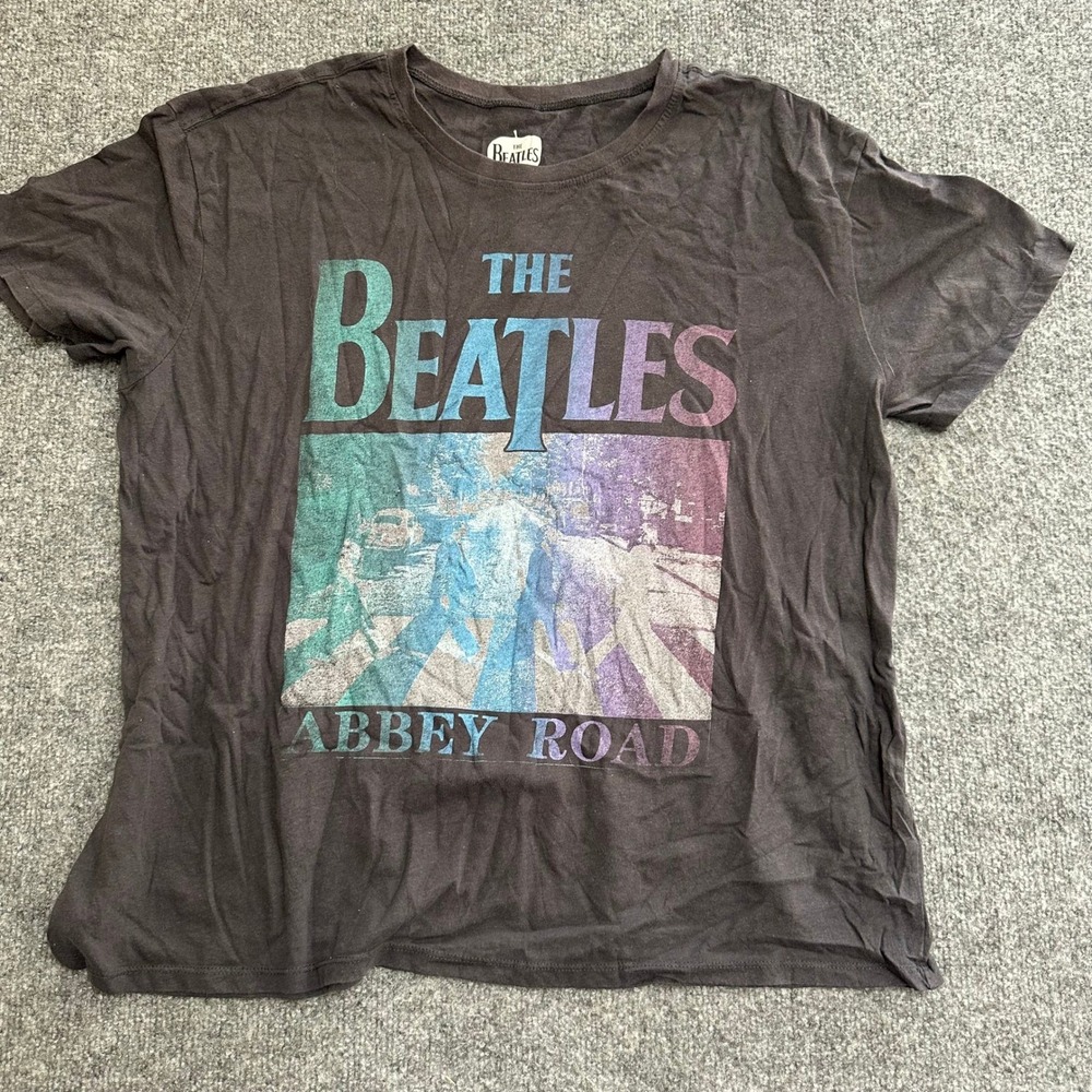 The Beatles T-Shirt Womens Size XL Charcoal Gray Abbey Road Graphic Short Sleeve